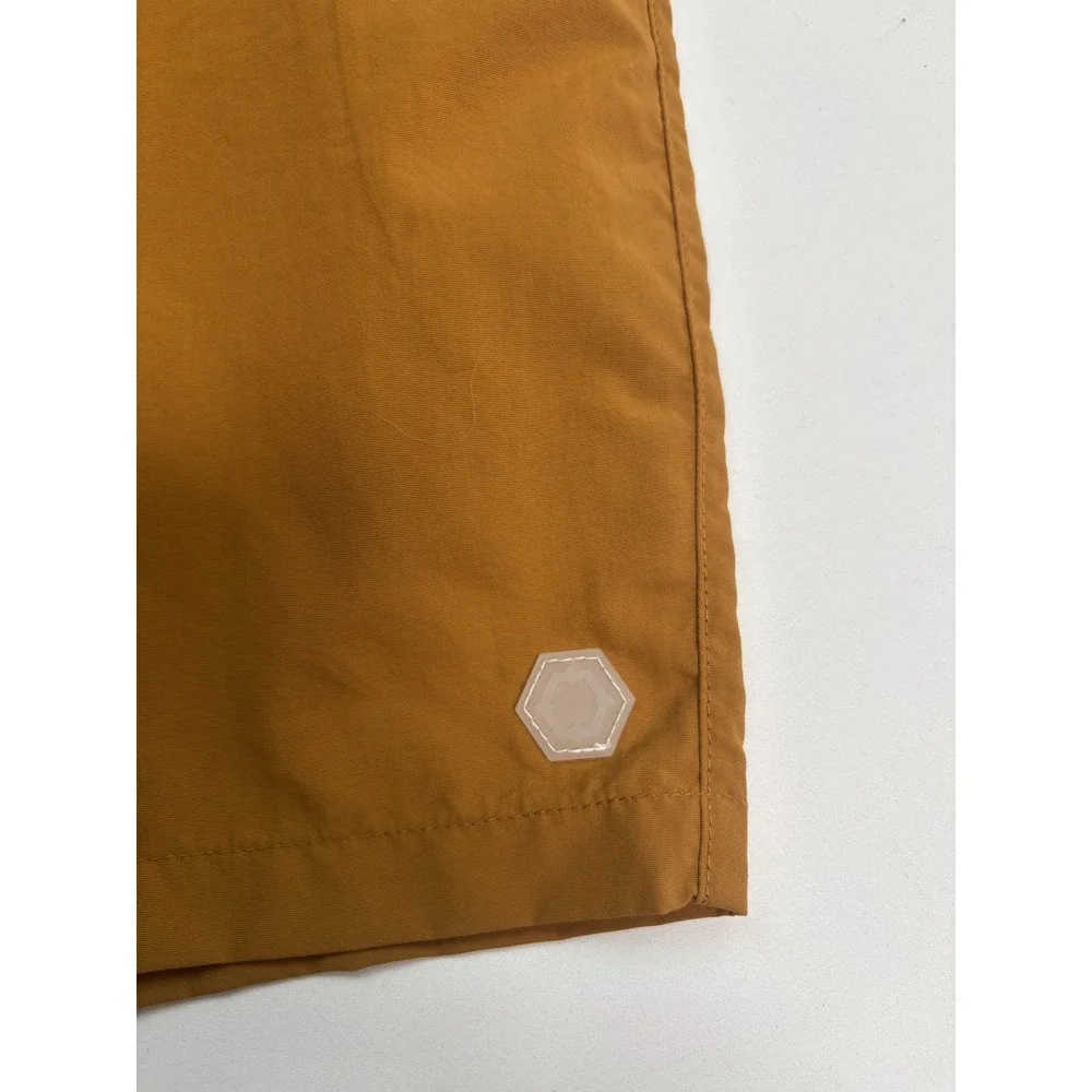 Mens Sz M Empyre Dark Khaki Board Shorts Floater Red Drawstring‎ Swim Trunk